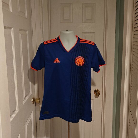Colombia Away Jersey 2018/19 Adidas Blue Men's Size S Small Soccer Shirt - Picture 3 of 11
